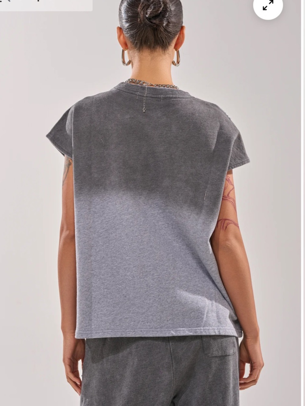 NWT AKIRA Night Sky Grey Studded Muscle Tee & Joggers Set - Picture 3 of 13